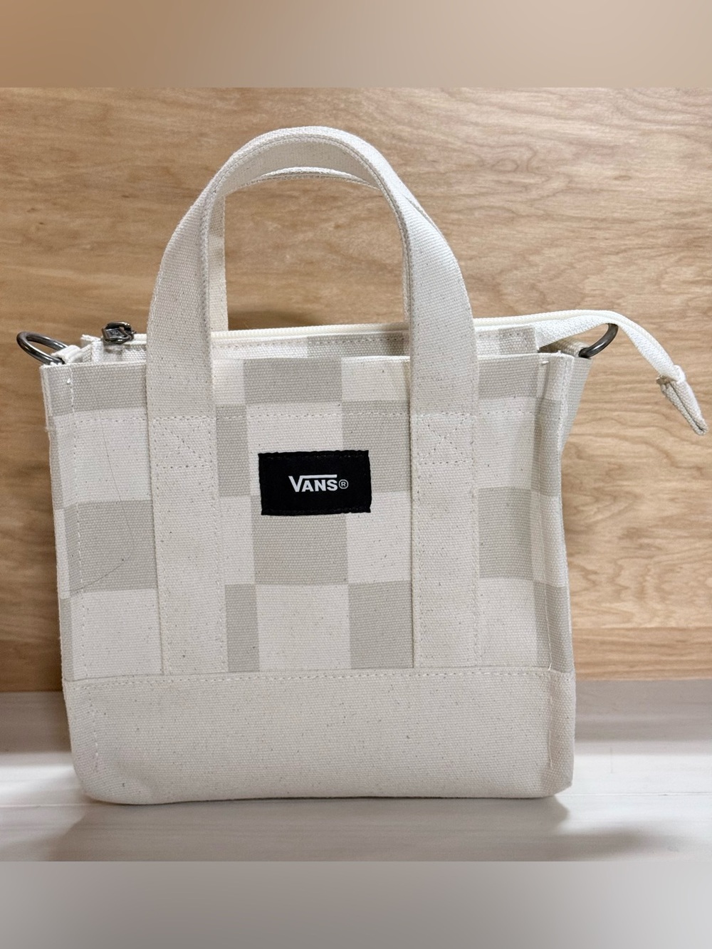 Vans Cream Checkered LiL Pergs Canvas Tote Bag 💕✅